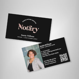 Carte De Visite Chic Notaire Public Prêt Signer Photo QR Code