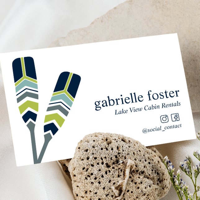 Carte De Visite Chic Oars Lake Ocean Beach Location de vacances Ca (Créateur téléchargé)