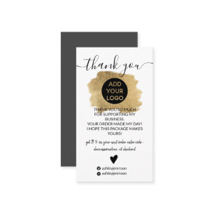 Carte De Visite Chic or brosse logo commander merci