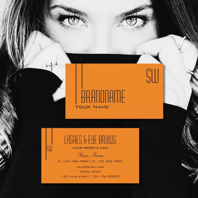 Carte De Visite Chic orange Tiger clair avec Monogramme profession (Créateur téléchargé)