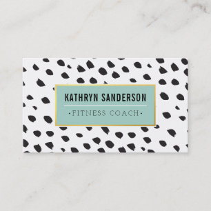 Carte De Visite CHIC paint dabs traits points noir or rose