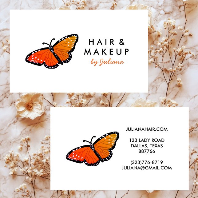 Carte De Visite Chic papillon Queen Élégant orange et noir (Chic Queen Butterfly Elegant Orange & Black Business Card
)