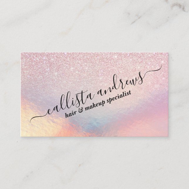 Carte De Visite Chic Parties scintillant rose Iridescente Dégradé  (Devant)