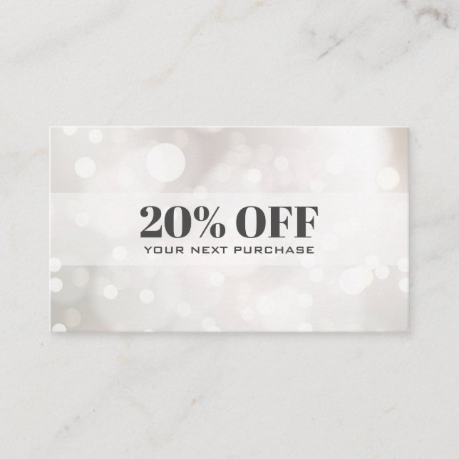 Carte De Visite Chic Parties scintillant subtile White Bokeh Coupo (Devant)