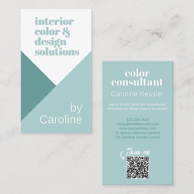 Carte De Visite Chic Pastel Seafoam Mint Mint Vert Turquoise (Devant / Derrière)