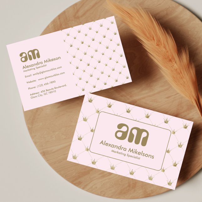 Carte De Visite Chic Pink Crown Luxury (Créateur téléchargé)