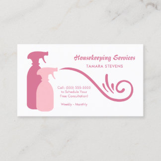 Carte De Visite Chic Pink Spray Bouteilles Services de ménage