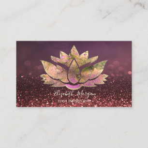 Carte De Visite Chic Professeur de Yoga Lotus en Or Bokeh