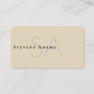 Carte De Visite Chic Professionnel Beige Monogramme