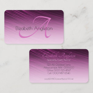 Carte De Visite Chic Professionnel Monogramme Purple Ombre Streaks