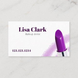 Carte De Visite Chic Purple Shiny Lipstick Beauty Makeup Artist