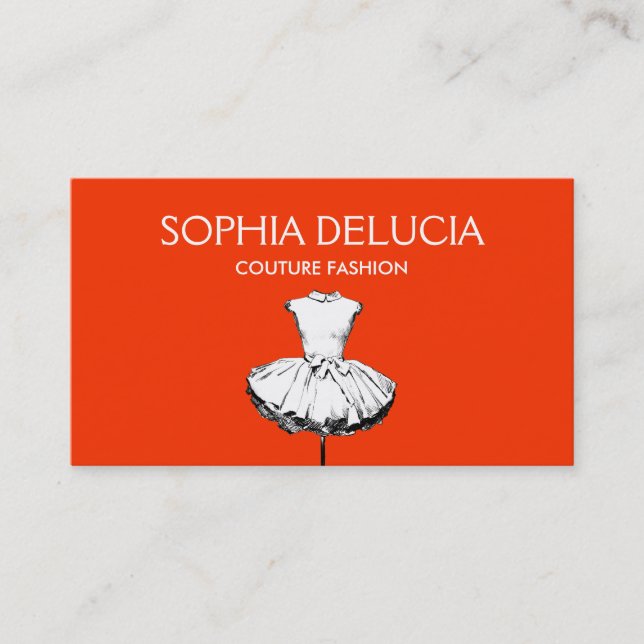 Carte De Visite Chic Robe de Fille Boutique Mode Rouge (Devant)