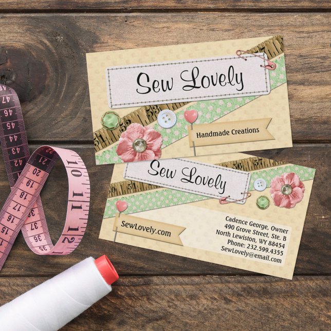 Carte De Visite Chic rose Chic Shabby, Boutons et Ruban (Créateur téléchargé)