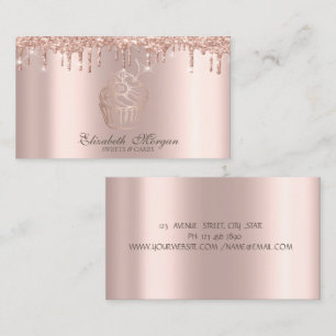 Carte De Visite Chic Rose Cupcake Gold Drivers Bakery