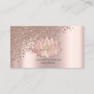 Carte De Visite Chic Rose Diamants Or Lotus