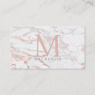 Carte De Visite Chic Rose en cuivre or huile marbre Monogramme