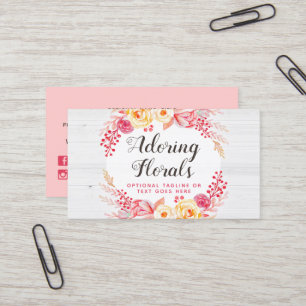 Carte De Visite Chic Rose et floral rose rouge rustique