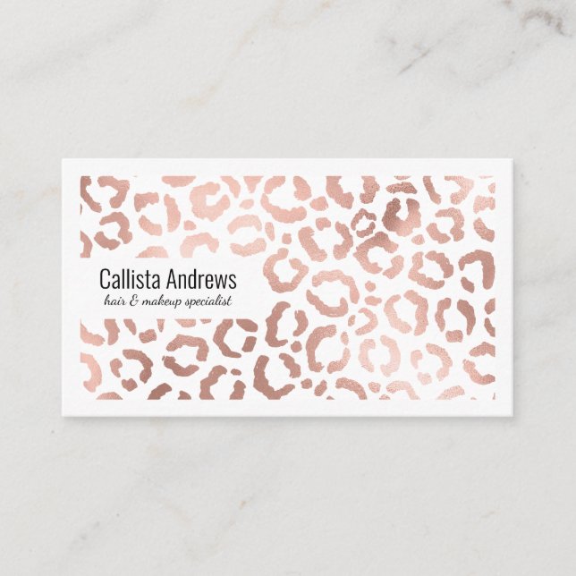 Carte De Visite Chic Rose Gold Leopard Cheetah Poster de animal (Devant)