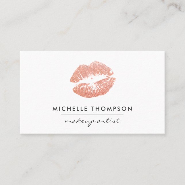 Carte De Visite Chic Rose Gold Lips maquillage (Devant)