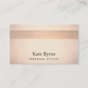 Carte De Visite Chic Rose or et cuivre rayé moderne stylé