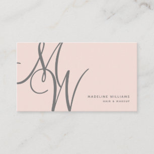 Carte De Visite Chic Rose rose moderne Monogramme Initiales de scr