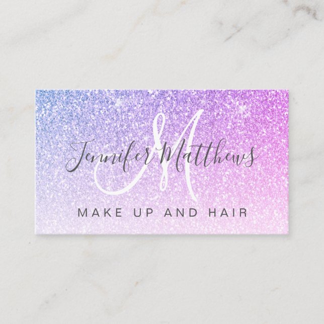Carte De Visite Chic rose violet Parties scintillant maquillage Ar (Devant)