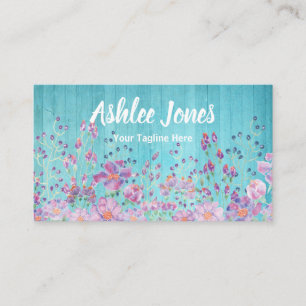 Carte De Visite Chic Rustique Turquoise Bois Vintage Boutique