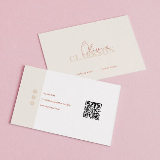 Carte De Visite Chic Sable Terracotta Code Qr Minimaliste