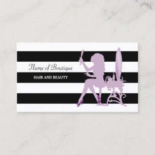 Carte De Visite Chic Salon de cheveux violet glitz Girls Black Str