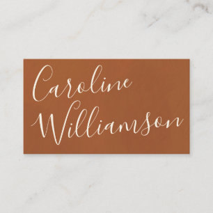Carte De Visite Chic Script Calligraphie Élégante Terracotta Textu