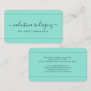Carte De Visite Chic Script Signature Moderne Minimaliste Turquois