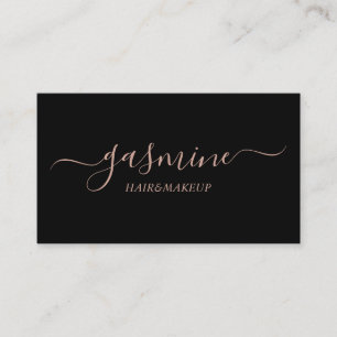 Carte De Visite Chic Signature Rose Gold et Black Typographie