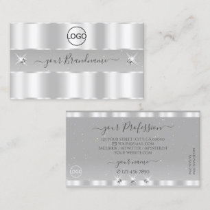 Carte De Visite Chic Silver Gris Clair Diamants Parkling Ajouter L