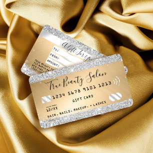 Carte De Visite Chic Silver Parties scintillant Gold Metallic Créd