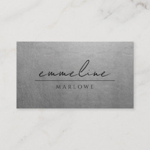 Carte De Visite Chic Smoky Silver moderne minimaliste noir