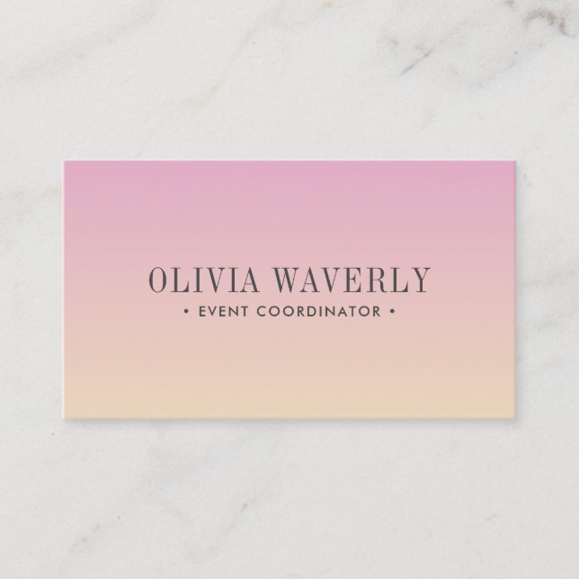 Carte De Visite Chic Soft Gradient rose Orange pêche Médias sociau (Devant)