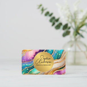 Carte De Visite Chic Sparkly Parties scintillant Golden Rainbow Ag