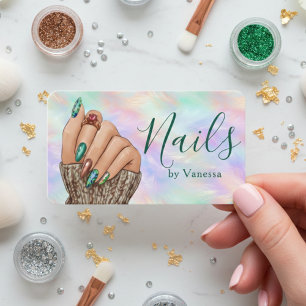 Carte De Visite Chic Studio de Manucure Artiste Ongles Opale Irrid