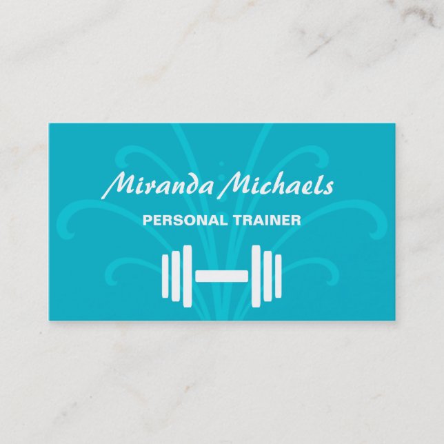 Carte De Visite Chic Stylish Turquoise Personal Fitness Trainer (Devant)