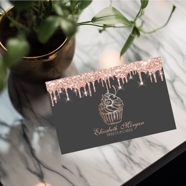 Carte De Visite Chic Sucres Cupcake Rose Gold Drivers Boulangerie (Créateur téléchargé)