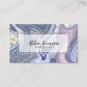 Carte De Visite Chic Tendance Agate Violette et Marbre Doré