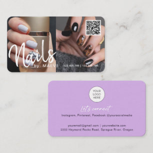 Carte De Visite Chic tendance code QR moderne ongles photo Busines