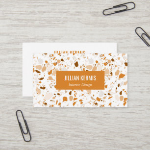 Carte De Visite Chic terrazzo élégant Brown Terracotta CUSTOM