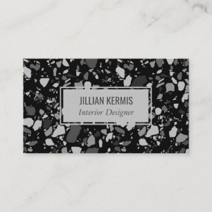 Carte De Visite Chic terrazzo élégant gris noir