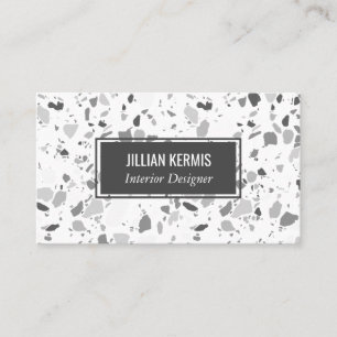 Carte De Visite Chic terrazzo en nuances de gris noir blanc