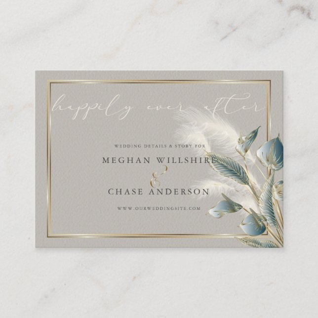 Carte De Visite Chic Turquoise Anthurium et ivoire Pampas Grass (Devant)