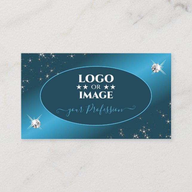 Carte De Visite Chic Turquoise Parties scintillant Étoiles Diamant (Devant)
