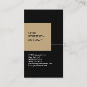Carte de visite chic vertical de cube beige noir