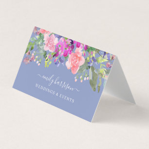 Carte De Visite Chic Watercolor Floral Periwinkle