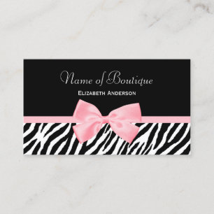 Carte De Visite Chic Zebra Print Boutique Light True Pink Ribbon